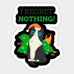 I Regret Nothing Christmas Cat Sticker